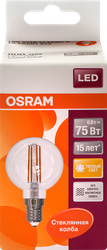 Лампа светодиодная OSRAM LED Star, 6Вт, E14, 2700К, теплый белый свет, шар, картинка