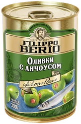 Оливки без косточки FILIPPO BERIO с анчоусом, 300г