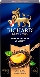 Чай черный RICHARD Royal Peach&Mint арома, 25пак, крупный план