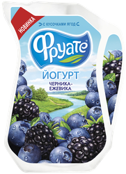 Йогурт питьевой ФРУАТЕ с черникой и ежевикой 1,5%, без змж, 250г, детальное фото