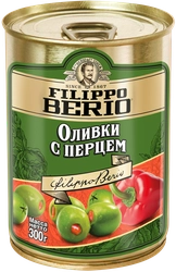 Оливки без косточки FILIPPO BERIO с перцем, 300г