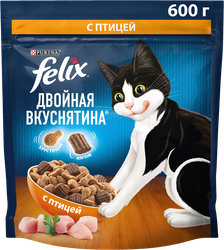 Корм сухой для взрослых кошек FELIX Двойная вкуснятина с птицей, 600г, вид