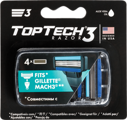 Кассеты сменные для бритья TOPTECH Razor 3, 4шт, изображение