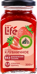 Варенье ЛЕНТА LIFE Клубничное, без сахара, 300г, крупный план