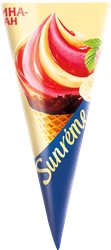 Мороженое SUNREME Малина-банан 8,5%, без змж, вафельный рожок, 78г