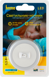 Светильник-ночник IEK 006, круг, 220В, крупный план