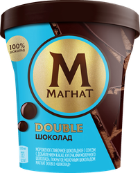 Мороженое МАГНАТ Double Шоколад, сливочное 10%, без змж, пластиковый стакан, 310г, детальное фото