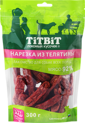 Лакомства для взрослых собак TITBIT XXL Нарезка из телятины, 300г, детальное фото