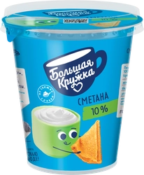 Сметана БОЛЬШАЯ КРУЖКА 10%, без змж, 300г