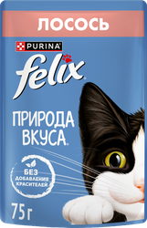 Корм влажный для взрослых кошек FELIX Природа вкуса Лосось в соусе, 75г, детальное фото