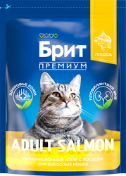 Корм сухой для взрослых кошек BRIT Premium Cat Adult Salmon с лососем, 2кг, фотография