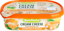 Сыр творожный BONFESTO Кремчиз Креветки и зелень 65%, без змж, 140г, фото