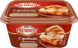 Сыр плавленый PRESIDENT с грибами 45%, без змж, 400г, фото