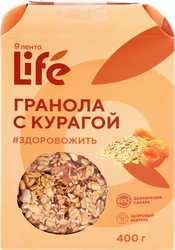 Гранола ЛЕНТА LIFE с курагой, без сахара, 400г