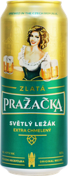 Пиво светлое PRAZACHKA Zlata Светлый Лагер фильтрованное пастеризованное 4,9%, 0.5л, фото