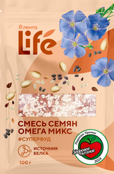Смесь семян ЛЕНТА LIFE Омега микс, 100г, вид