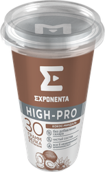 Напиток кисломолочный EXPONENTA High-pro Кокос, миндаль обезжиренный с высоким содержанием белка, без змж, 250г, картинка