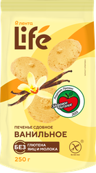 Печенье безглютеновое ЛЕНТА LIFE Ванильное, сдобное, 250г, вид
