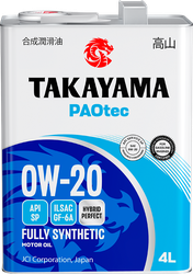 Масло моторное TAKAYAMA синтетическое SAE 0W-20, ILSAC GF-5, API SN, Арт. 605554, 4л, фото