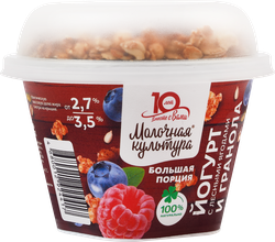 Йогурт МОЛОЧНАЯ КУЛЬТУРА с лесными ягодами с гранолой и изюмом 2,7–3,5%, без змж, 190г, детальное фото