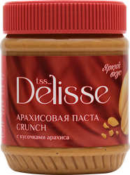 Паста арахисовая DELISSE Crunchy, 340г, крупный план