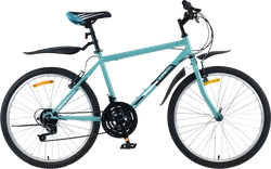 Велосипед Life 26" 18 скоростей, бирюзово-черный, зелено-оранжевый, Арт. LFE26ST-M