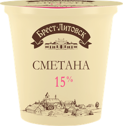 Сметана БРЕСТ-ЛИТОВСК 15%, без змж, 300г, изображение