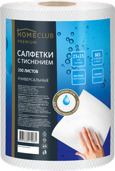 Салфетки HOMECLUB 25x23см, соты, в рулоне, 200шт, изображение