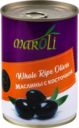 Маслины с косточкой MAROLI черные, 300мл