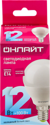 Лампа светодиодная ОНЛАЙТ LED 12Вт, 4000К, Е14, шар Арт. 90061, фотография