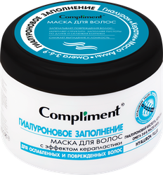 Маска для волос COMPLIMENT Hyaluron Filler Гиалуроновое заполнение с эффектом керапластики, 500мл, крупный план