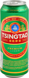 Пиво светлое TSINGTAO Lager пастеризованное 4,7%, 0.5л, картинка