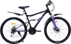 Велосипед горный ACTIWELL Hurricane, 27,5" 21 скорость, графитный, фиолетово-голубой, Арт. HUR26AL-U