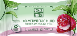 Мыло косметическое ЧИСТАЯ ЛИНИЯ Клубника и базилик, 75г, крупный план