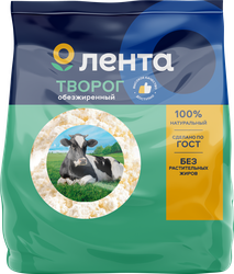 Творог ЛЕНТА обезжиренный, без змж, 200г, изображение
