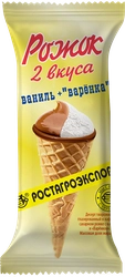 Десерт творожный глазированный РОСТАГРОЭКСПОРТ с ванилью и варенкой в вафельном рожке 15%, без змж, 60г