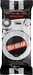 Салфетки влажные TOP GEAR автомобильные, для стекол, зеркал и фар, 30шт, изображение