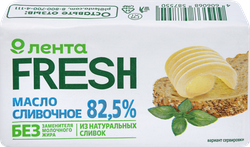 Масло сливочное несоленое 82,5%, без змж, ЛЕНТА FRESH, 100г, вид
