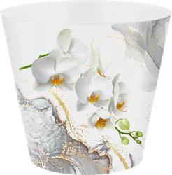 Горшок для цветов с дренажной вставкой INGREEN London Orchid Deco 1,6л d=16см, дизайн белая орхидея, Арт. IG619610519, изображение