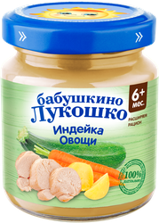 Пюре мясо-овощное БАБУШКИНО ЛУКОШКО Овощное рагу с индейкой, с 6 месяцев, 100г, фото