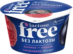 Йогурт VIOLA FREE безлактозный с наполнителем Малина, черная смородина 2,7%, без змж, 180г