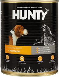 Корм консервированный для собак HUNTY Сочные кусочки в желе с курицей, 850г, фото