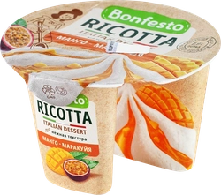 Сыр мягкий BONFESTO Рикотта с наполнителем манго, маракуйя 50%, без змж, 125г