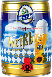Пиво светлое MONCHSHOF Weissbier нефильтрованное пастеризованное 5,4%, 5л, изображение