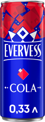 Напиток EVERVESS Кола сильногазированный, 0.33л, изображение