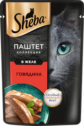 Корм консервированный для кошек SHEBA Нежный паштет в желе Говядина, 75г, детальное фото