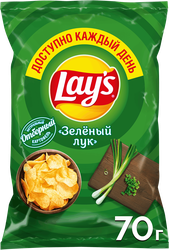 Чипсы картофельные LAY'S со вкусом молодого зеленого лука, 70г, вид