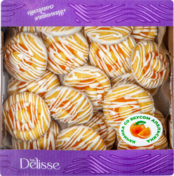 Печенье бисквитное DELISSE со вкусом апельсина, в белой глазури, 450г, фото