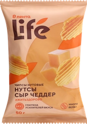 Чипсы нутовые ЛЕНТА LIFE Сыр Чеддер, 50г