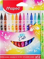 Фломастеры MAPED Mini cute 12 цветов, смываемые, Арт. 845404